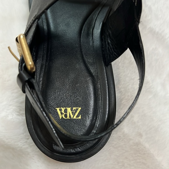 Zara Leather Platform Slingback Sandals Size 6.5 - Picture 8 of 10